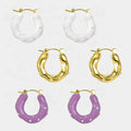 Fashion Ins Pop Unique Gold Plated Hoop Enamel Drip Enamel Small Pearls Earrings