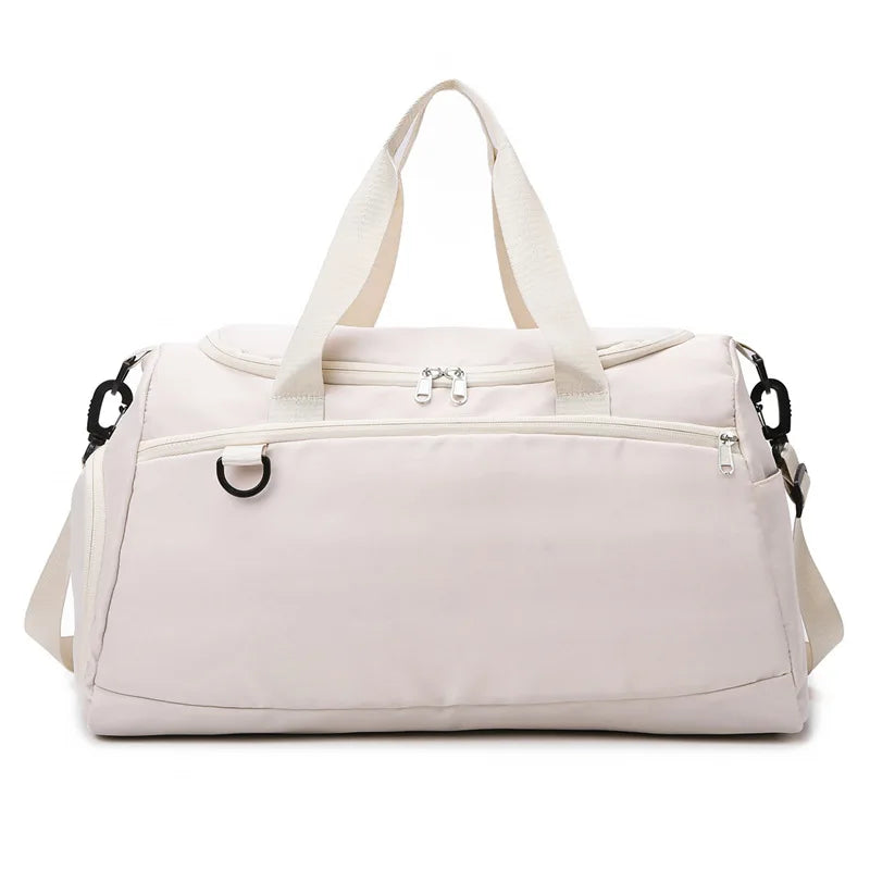 Custom Gym Duffle Bag Sports Fitness Zipper Shoe Compartment Free Logo Printing for Small Orders Polyester Lining Travel Bag