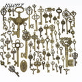 70pcs/Bag Mix Style Bronze Charm Key Metal Pendants DIY Jewelry Accessories U044