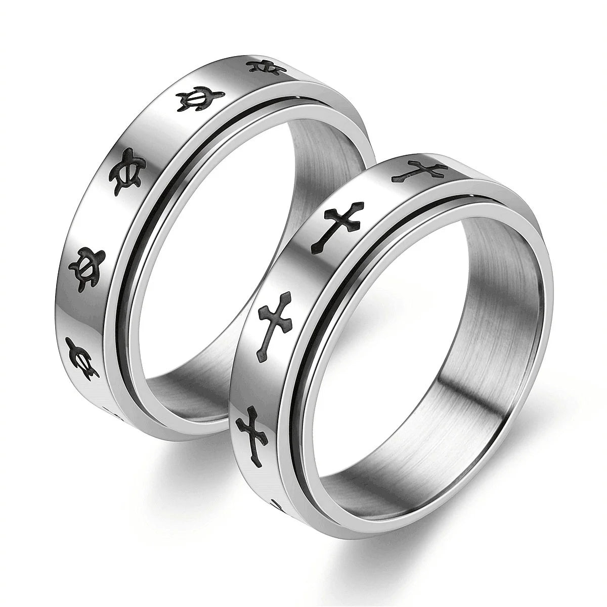Non-Fading 316L Rotatable Stainless Steel Ring Fashion Creative Rotating Stress Relief Couple Ring Jewelry Hand Accessories