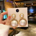 Wholesale S925 Silver Needle Round New Trendy Korean Statement Rhinestone Diamond Pearl Earrings Women