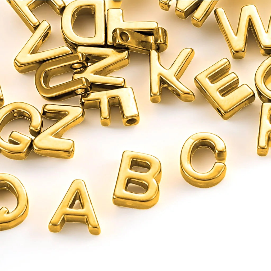 10mm Gold Filled Alphabet Letter Beads Initial Charms Letter Pendants for DIY Bracelet Necklace Jewelry Making