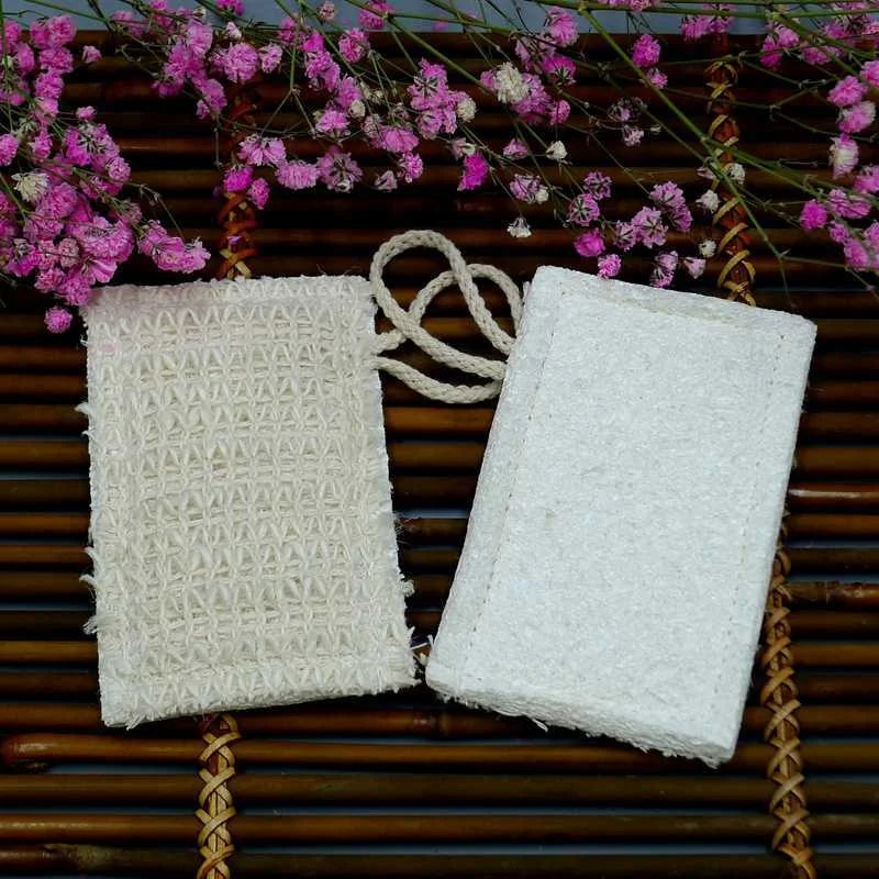 CK013 7*11cm Natural Wood Pulp Sponge Pads Cotton Hemp Cotton Dish Scrubber Sponge Kitchen Cleaning Cellulose Material Bulk