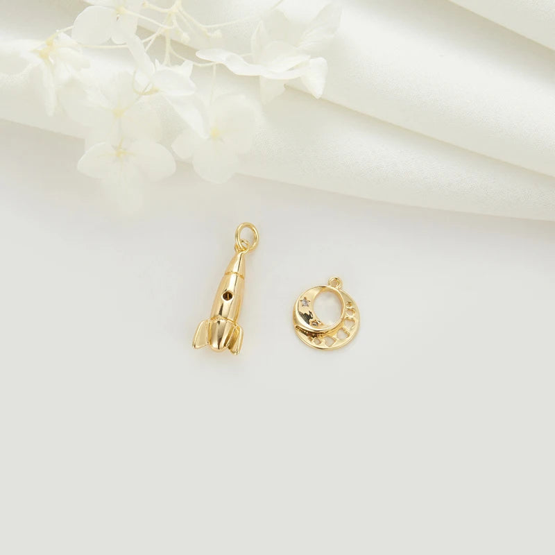 Fashion Star Shaped Mini 14K Gold Plated Brass Zircon Charms for Women's Necklace Bracelet Earrings Making