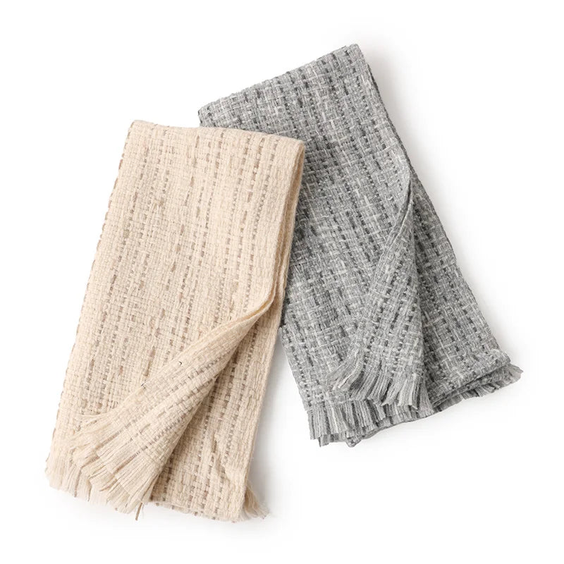 Inner Mongolian 100% Wool Scarf Luxury Fashion Women Plaid Yarn Dyed Woven  Wool Scarves Shawl 50*190 Sy