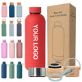 Cheap 500ml Portable Sports Rubber Matte Insulated Flasks Stainless Steel Bottle for Drinks Adults with Handle Rope Wholesale