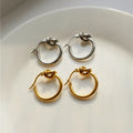 18K Gold Plated Knotted Earrings Circle Geometric Small Hoop Earrings for Women French Plain Minimalist Stainless Steel Jewelry