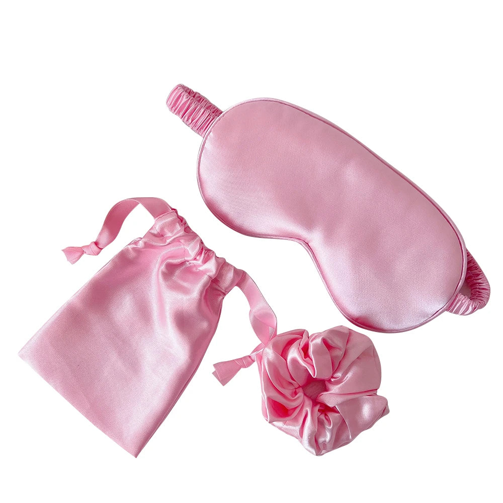 Custom Satin Sleeping Eyeshade Eye Mask Blindfold with Drawstring Bag