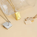 Isunni Trendy Envelope Shaped Gold Color Stainless Steel Pendant Necklace Jewelry for Women Gift