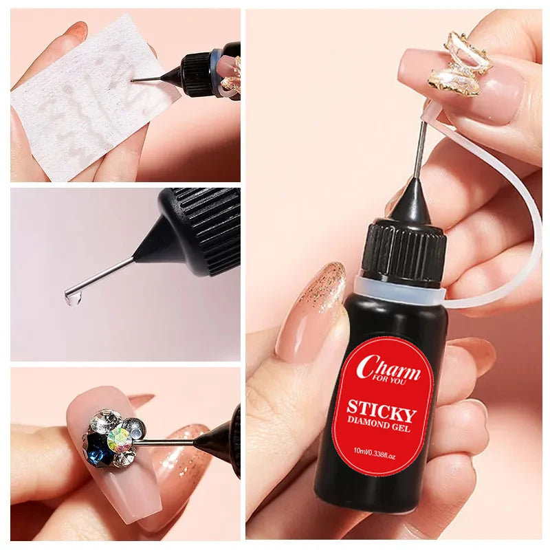 CHARM for YOU 10ml Adhesive Nail Rhinestone Gel Diamond Nail Rhinestones Glue for Nail
