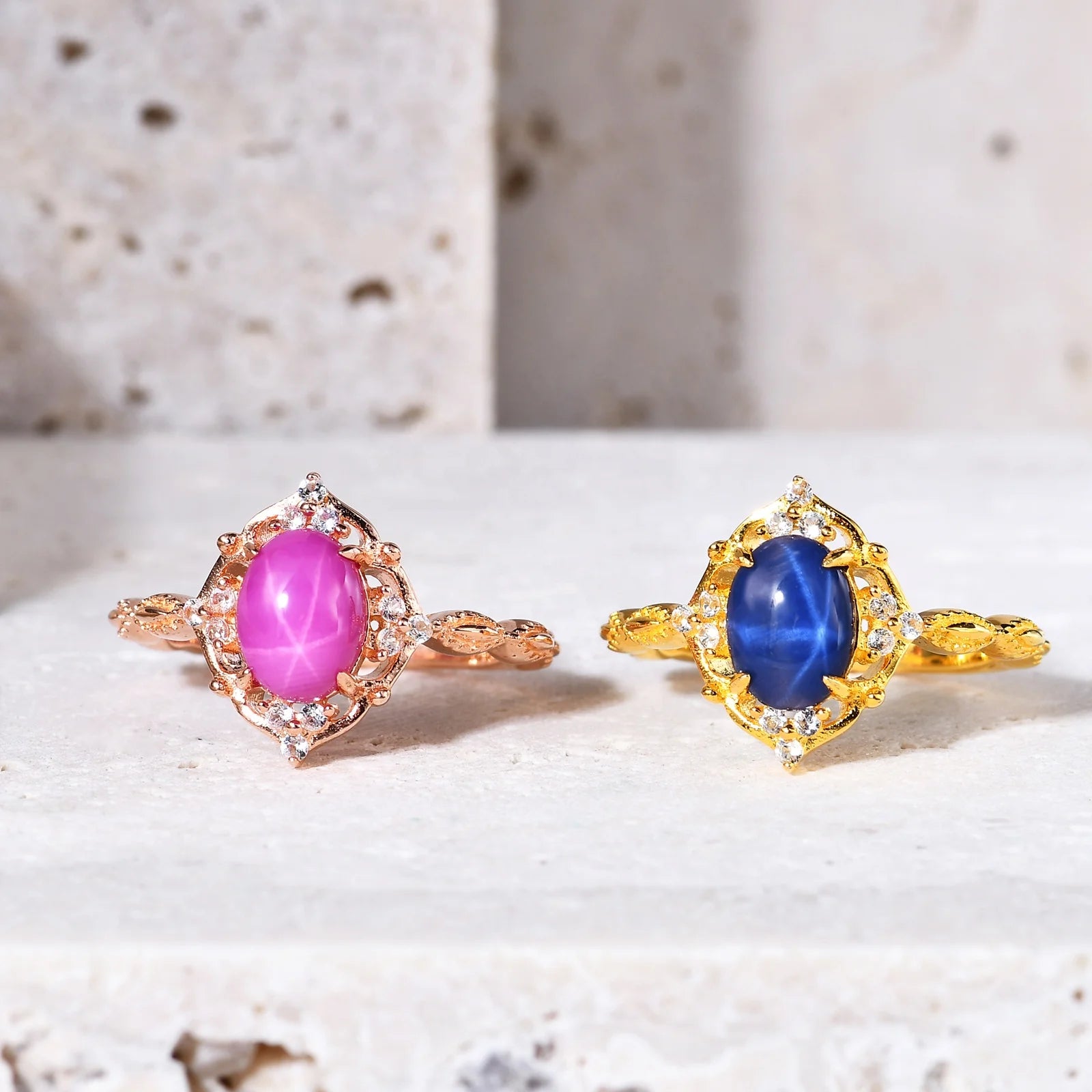 C8006R Abiding Jewelry Factory Cabochon Cats Eye Gem 925 Sterling Silver Women Rose Gold Plated Finger Ring