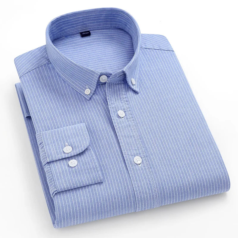 Mens Full Sleeve Cotton Casual Shirts Button Down Striped Regular Fit Shirts Designer Shirts for Men