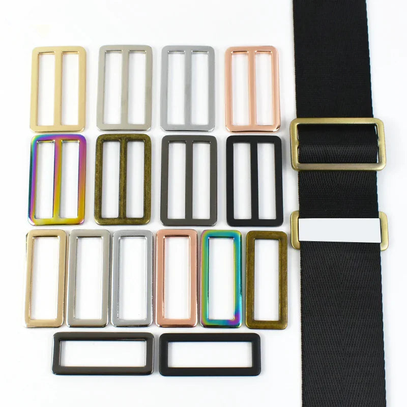 MeeTee F4-4+AP264 20/25/32/38/50mm Metal Square Ring Buckle Bag Tri-Glide Adjust Slider Clasp Webbing Connect Hook Accessories