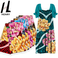 2023 Summer Womens Dresses Polynesian Hibiscus Flower Lady Elegant Style Print Fabric Soft Long Dresses Custom Cheap Fabric