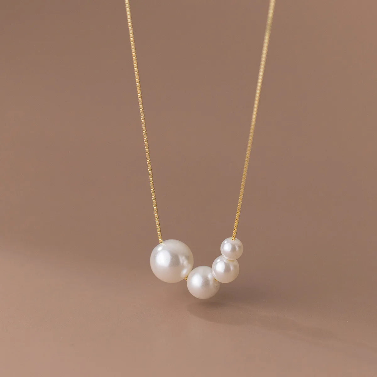 Trendy Women Pendant Necklaces 925 Sterling Silver Gold Plated Imitation Pearl Necklace Fine Jewelry