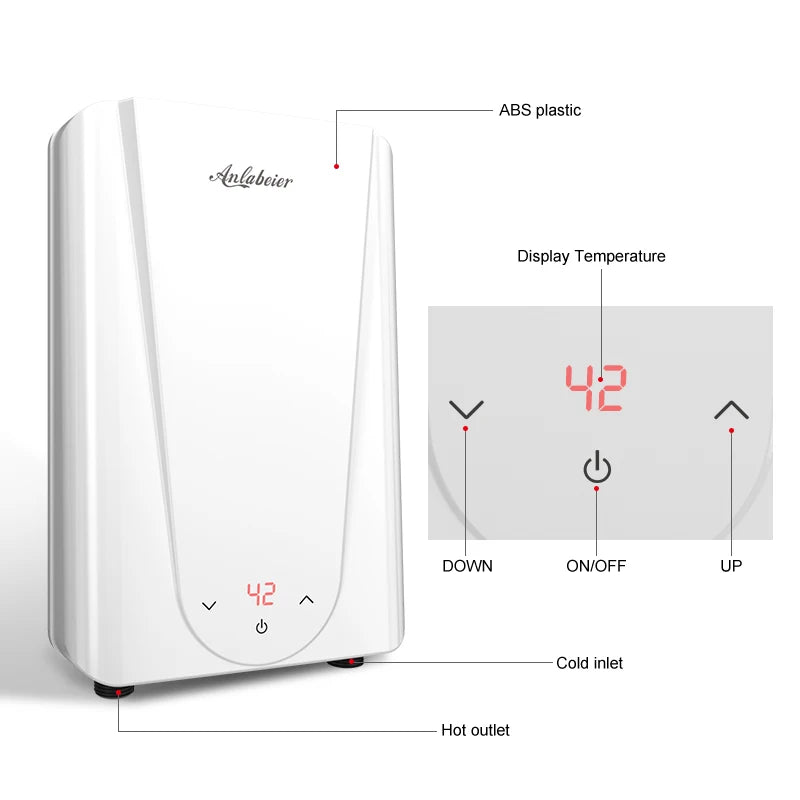 Ce Energy Saving Small Portable Automatic Tankless Geyser Bathroom Hot Instant Electric Water Heater for Shower