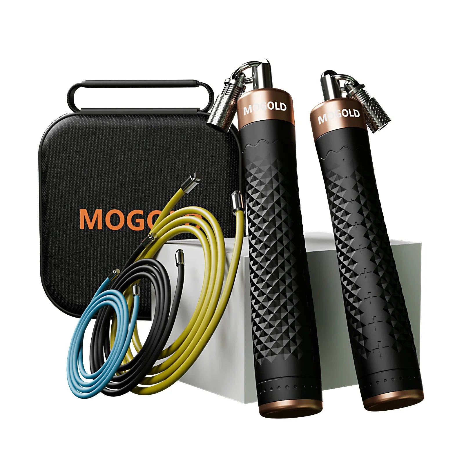 MOGOLD Adjustable Steel Wire Jumprope 1/2lb 1/4lb Weighted Skipping Rope Jump Rope with Rubber Cable Training for Weight Loss