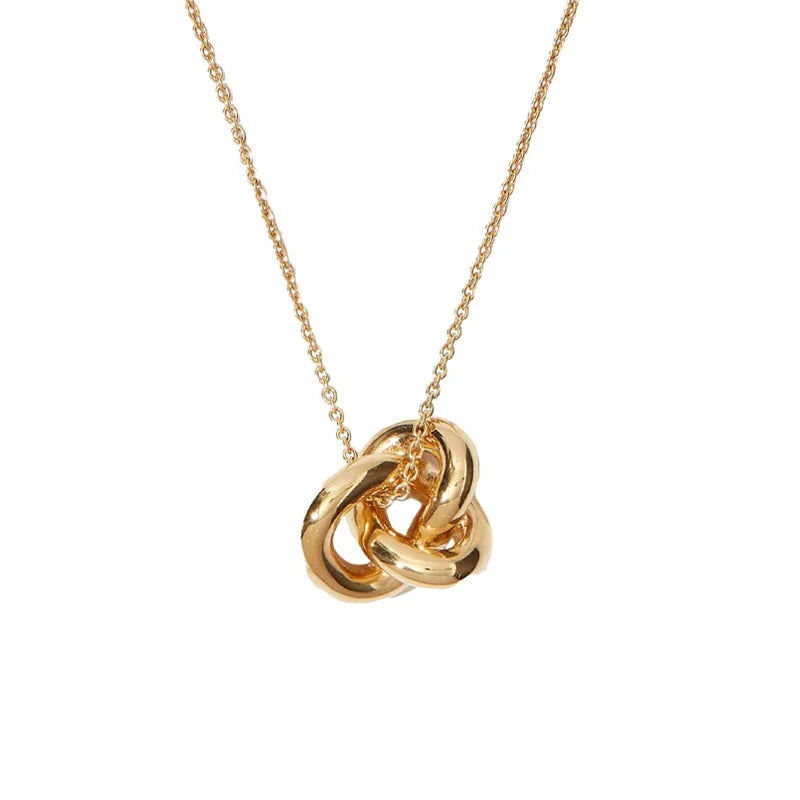 AKICE Silver Plated Simple Ring-Link Pendant Necklace Unisex Trendy Light Luxury All-Match Gift Jewelry for Daily Wear