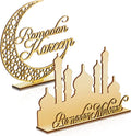 Eid Mubarak Wooden Ornament Happy Ramadan Home Room Eid Mubarak Table Decoration