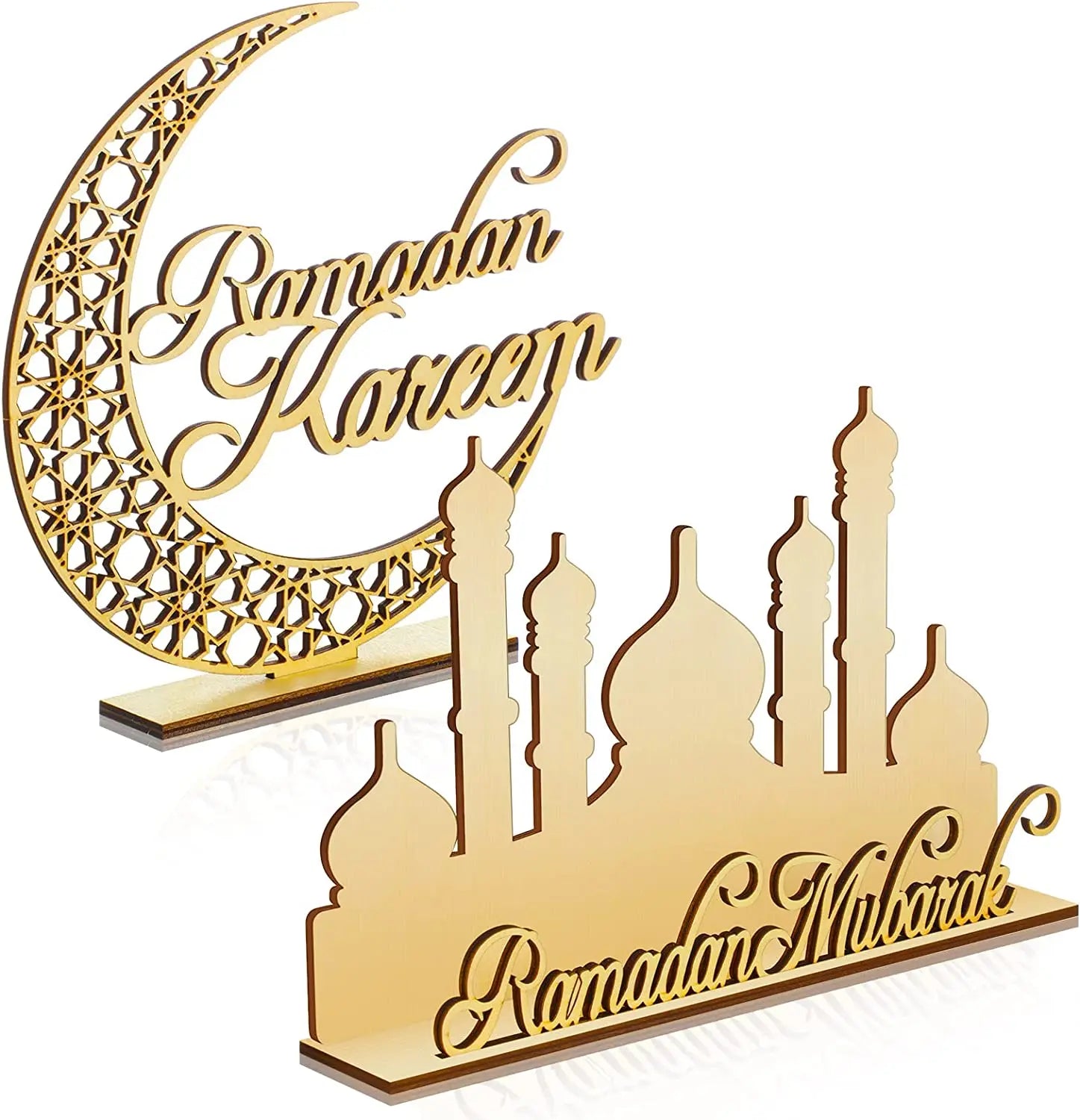 Eid Mubarak Wooden Ornament Happy Ramadan Home Room Eid Mubarak Table Decoration
