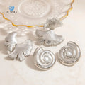 SUMMLY Vintage Wholesale Conch Ginkgo Shape Stainless Steel Earrings Handmade Fashion Jewelry Manufacturer