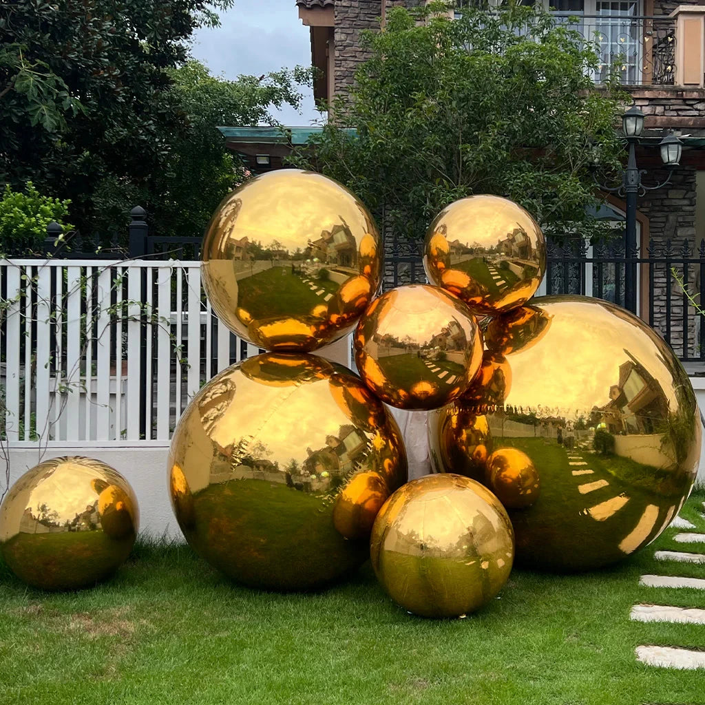 Hanging Giant Inflatable Mirror Ball Christmas Garden Party Decoration Shiny Gold Inflatable Mirror Ball/Sphere Balloons