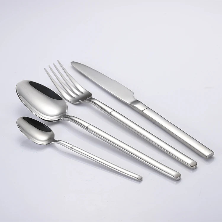 Classic Design Reusable Stainless Steel Flatware Set Restaurant Quality Silverware with Laser Logo for Back to School
