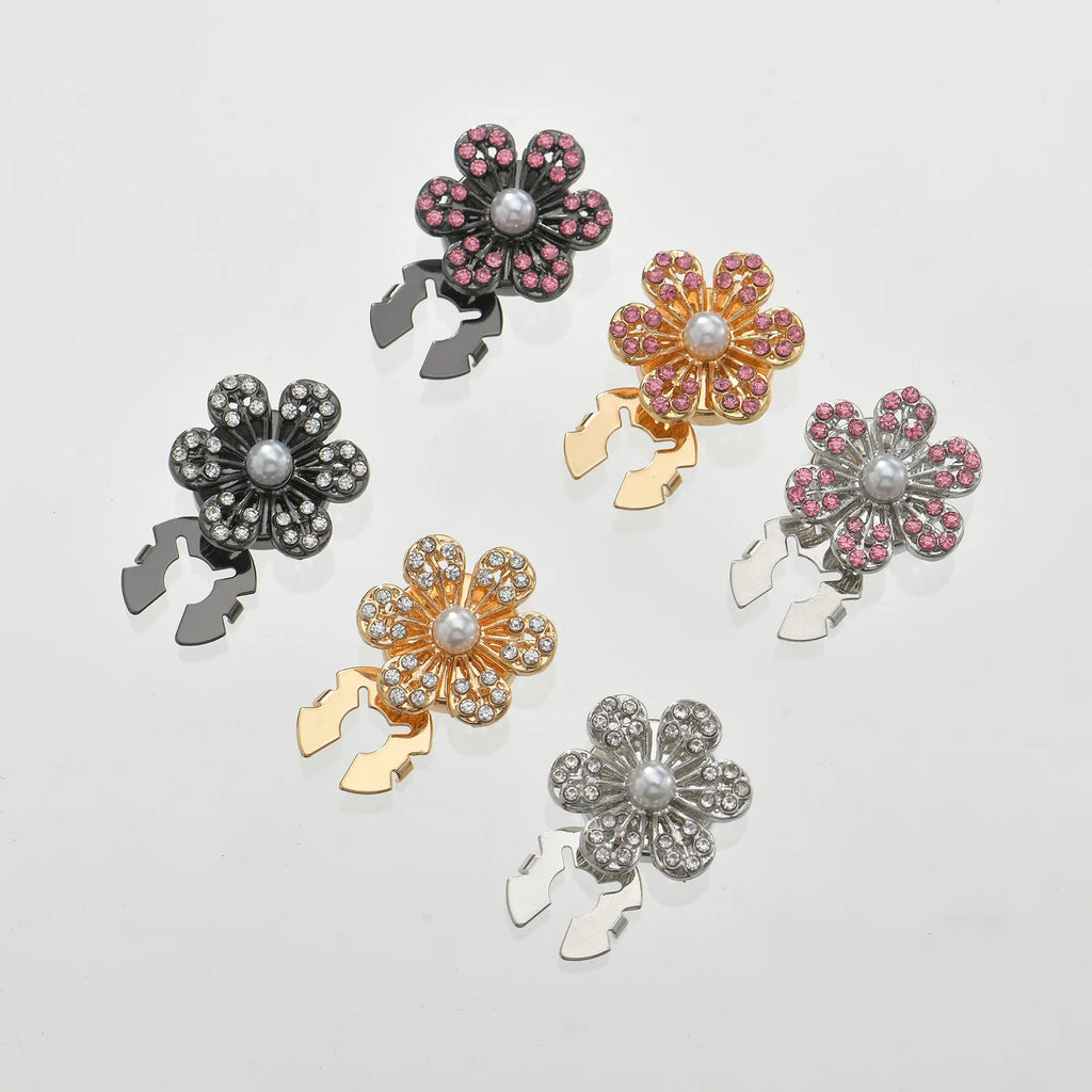 JFRB125 Rhinestone Floral Button Cover Elegant Cufflinks Fashion Jewelry Button Covers For Women Shirts