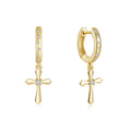 925 Sterling Silver AAAAA Zirconia Cross Hoop Earrings for Women Trendy Charm Design for Wedding and Party