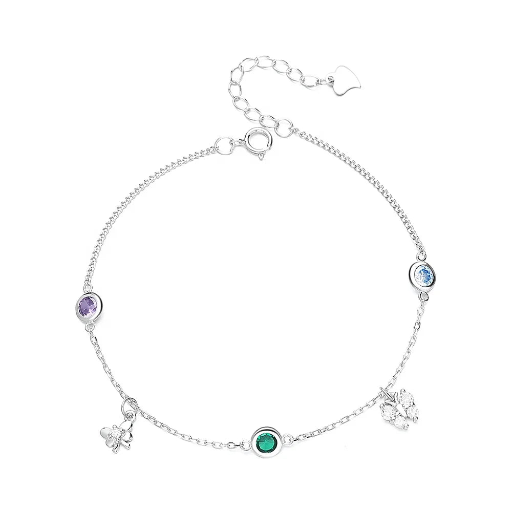 925 Sterling Silver Style Butterfly Plated with Bracelet for Women