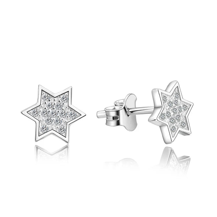 Hot Selling Hypoallergenic 925 Sterling Silver David Star Earrings Stud