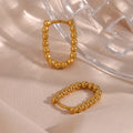 Dreamshow Jewelry U Shape Beaded Huggies Earrings 18K Gold Plated Stainless Steel Designer Earrings Popular Brands