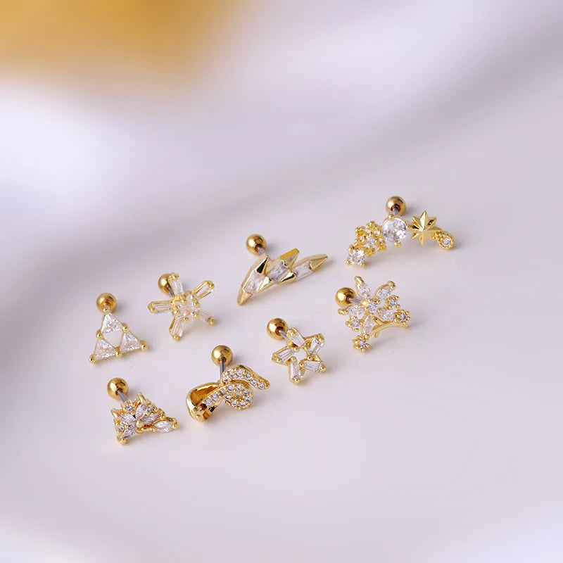 Piercing Mid Low Helix Earring Steel Little Butterfly Stud Tragus Earring for Women Acrylic Surgical Steel Screw
