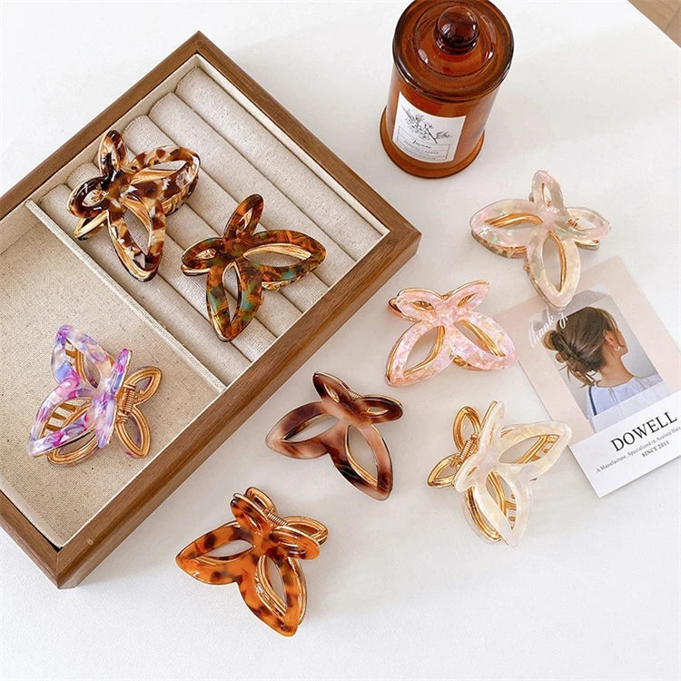 Korean Style Holloway butterfly Cellulose Acetate Hair Clip Hair Grab Half Clip Children's Advanced Hair Shark Claw
