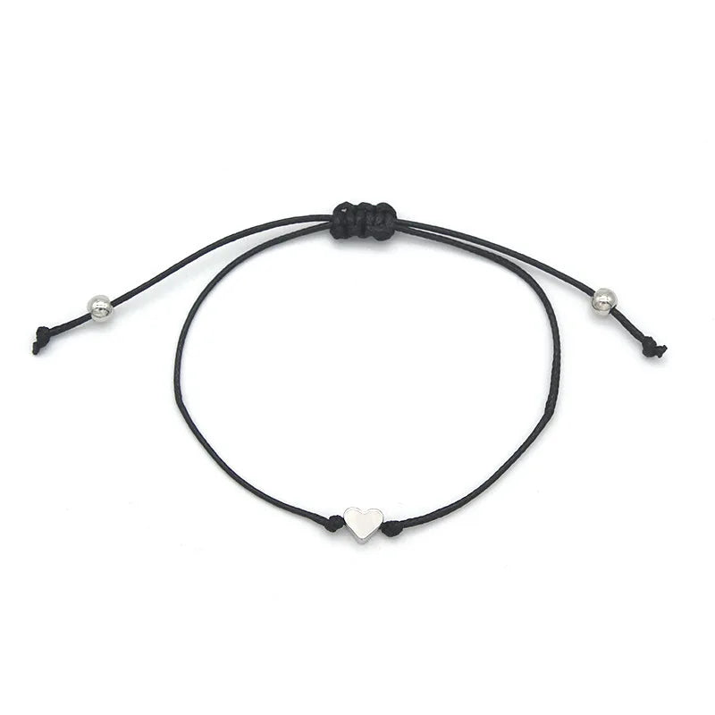 DAIHE  Bracelet Creative Simple Stainless Steel Hollow Heart Shaped Wax Wire Braided Card Bracelet for Women Decoration