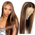 Highlight Brazilian Straight Human Hair Wigs 13x4 4x4 Lace Wig Ombre Piano P4/27# Color Hair Long Straight Wig 250%