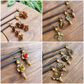 Elegant Natural Wood Dried Fruit Pendant Hairpin Geometric Gold Plated Hollow Butterfly Round Dangle Hairpin for Hair Jewelry