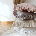 Luxury Square Woven French Linen Solid Ruffle Frill Cushion Cover for Sofa Decor Home Hotel Hospital Guaranteed Quality
