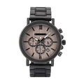 Chronograph Men's Stainless Steel Band Business Wristwatch Quartz Clock Wooden Watch with Luminous Pointers