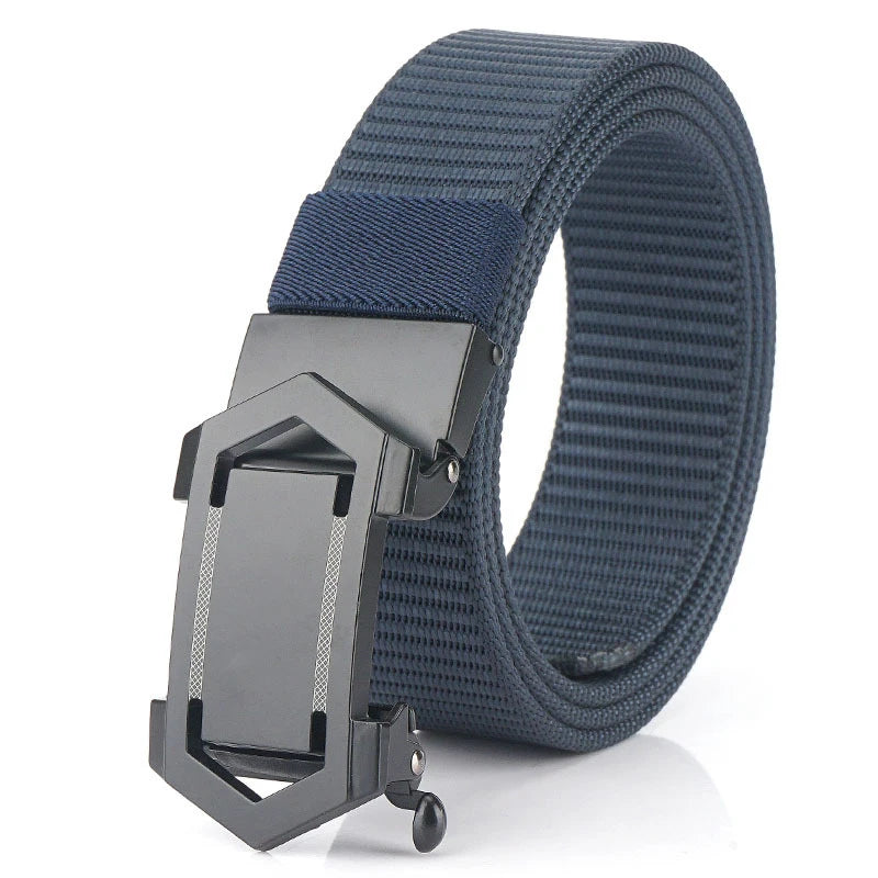 Men's 3.5cm Outdoor Sports Tactical Belt Stretch Automatic Metal Canvas Polyester Trendy Hundred Nylon for Golf Golf Trouser