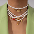 2025 Fun Wind Imitation Pearl Necklace December Birthstone Stainless Steel Necklace Gold Plated Silver Month Birthstone Jewelry
