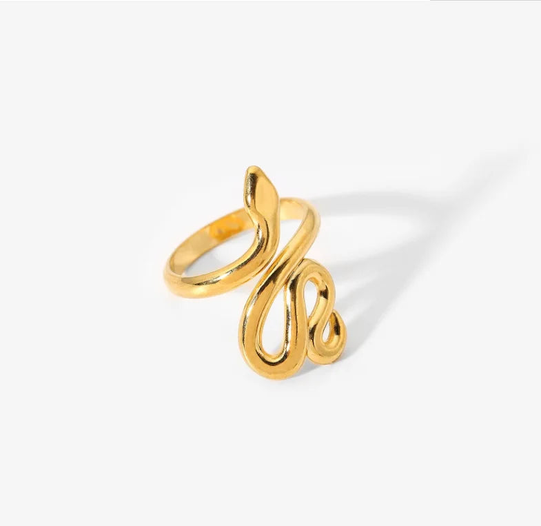 New Arrival Dainty Gold Snake Ring Stainless Steel 18K Gold Plated Waterproof Twist Snake Stack Ring Jewelry for Gifts