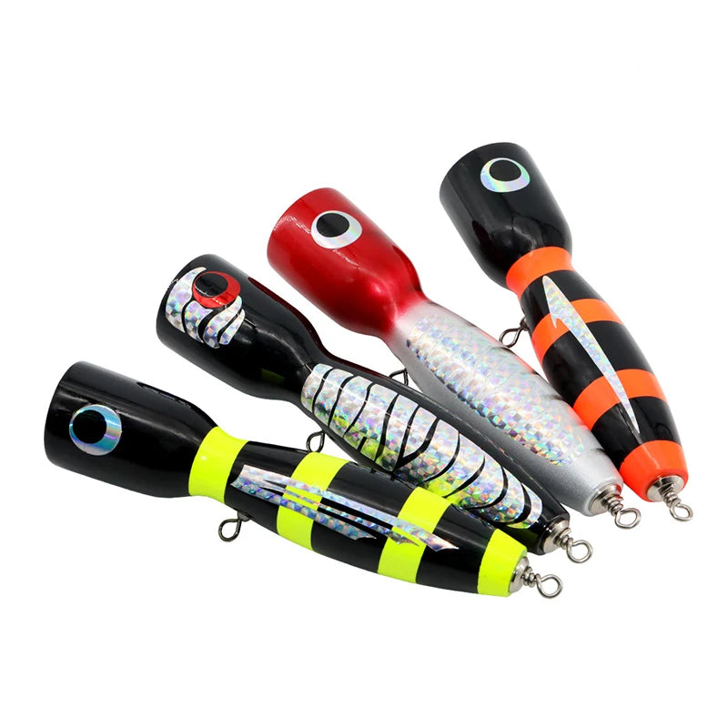 WEIHE 20cm 115g 4 Colors Artificial Wooden Popper Bait for Sea Fishing Activity