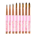 High Quality Kolinsky Hair Acrylic Nail Brush Pink Liquid Handle Nail Brush Flat Round Hair Tip for Decoration