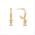 Linear Drop Earrings Jewelry pink Gem Hoop Earrings Women Silver