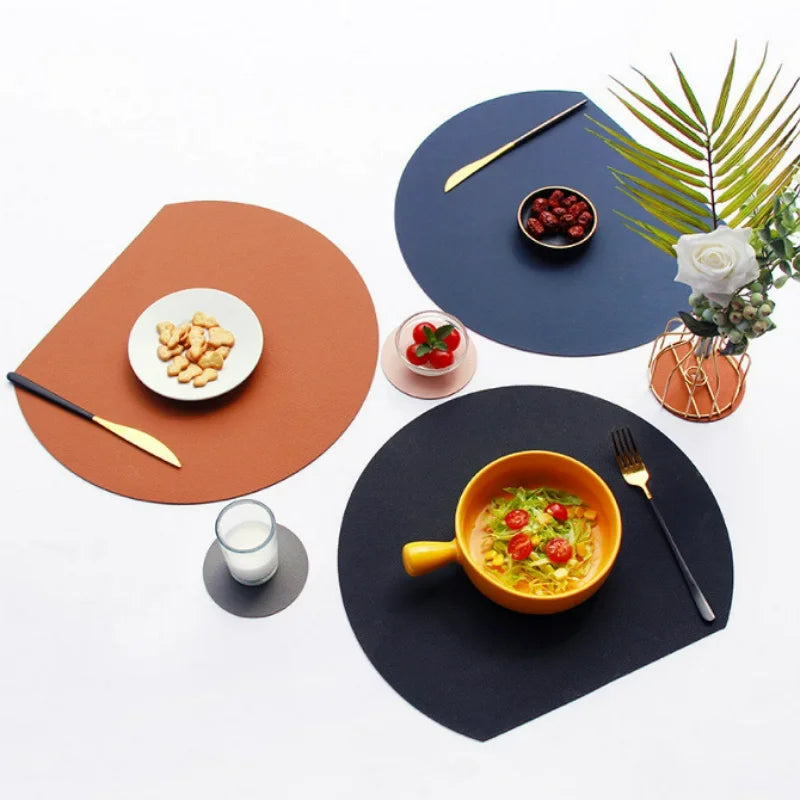 Ready to Ship Table Mat Tableware Pad PU Leather Waterproof Heat Insulation Soft Washable Bowl coaster Placemats