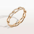 LOZRUNVE 925 Sterling Silver 18k Gold Plated Pave CZ Stone Fashion Chain Link Ring for Women