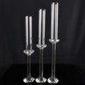 Set of 3 Glass Crystal Candlestick Candle Holder with Glass Cylinder Tube Wedding Gift MH-Z0298