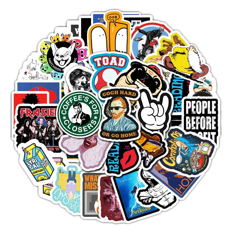 Newly 50PCS Trendy cool funny meme graffiti decals humor sticker