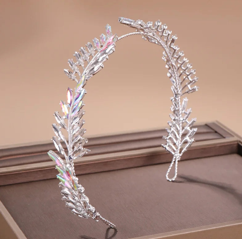 Baroque Rhinestone Hairband Colorful Leaf Crystal Headband Bridal Fashion Atmosphere Crystal Headband